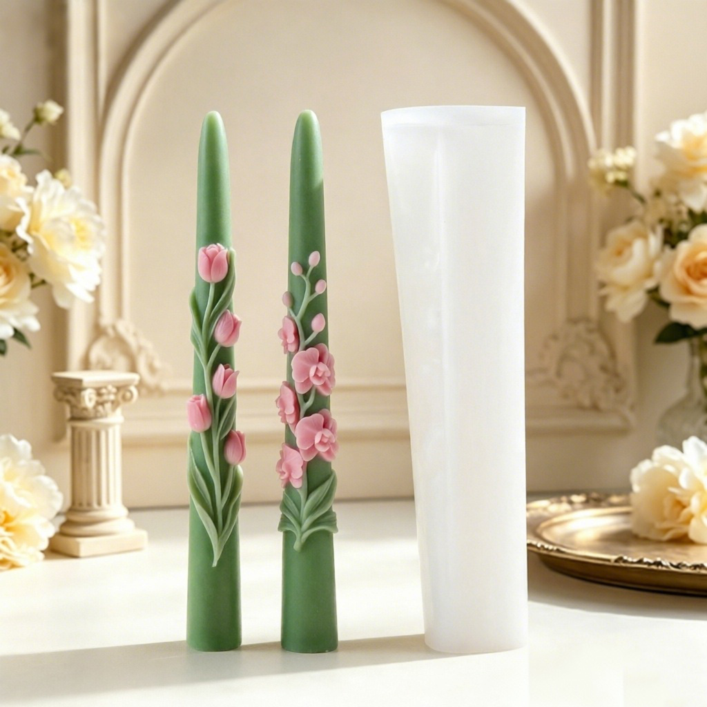 Orchid Phalaenopsis - Long Pole Flower Taper Candle Silicone