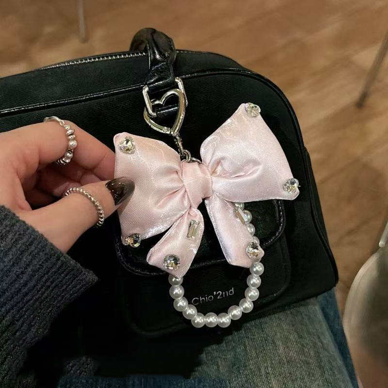 String Of Pearls Plant - New Imitation Pearl String Bow Keychain