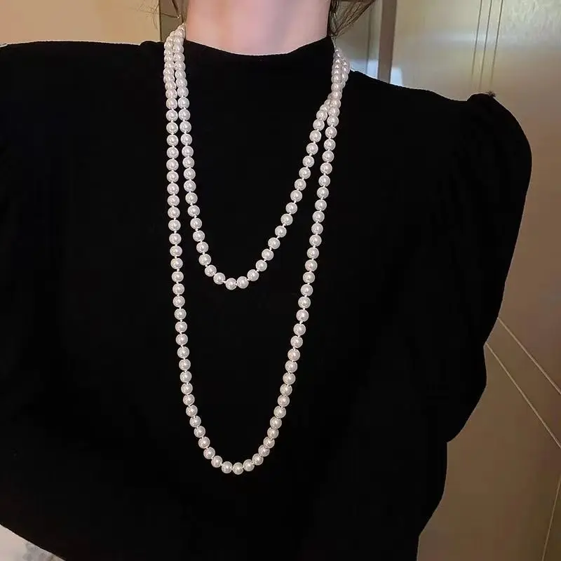 String Of Pearls Plant - Long Pearl Sweater Chain, Fashionable Retro