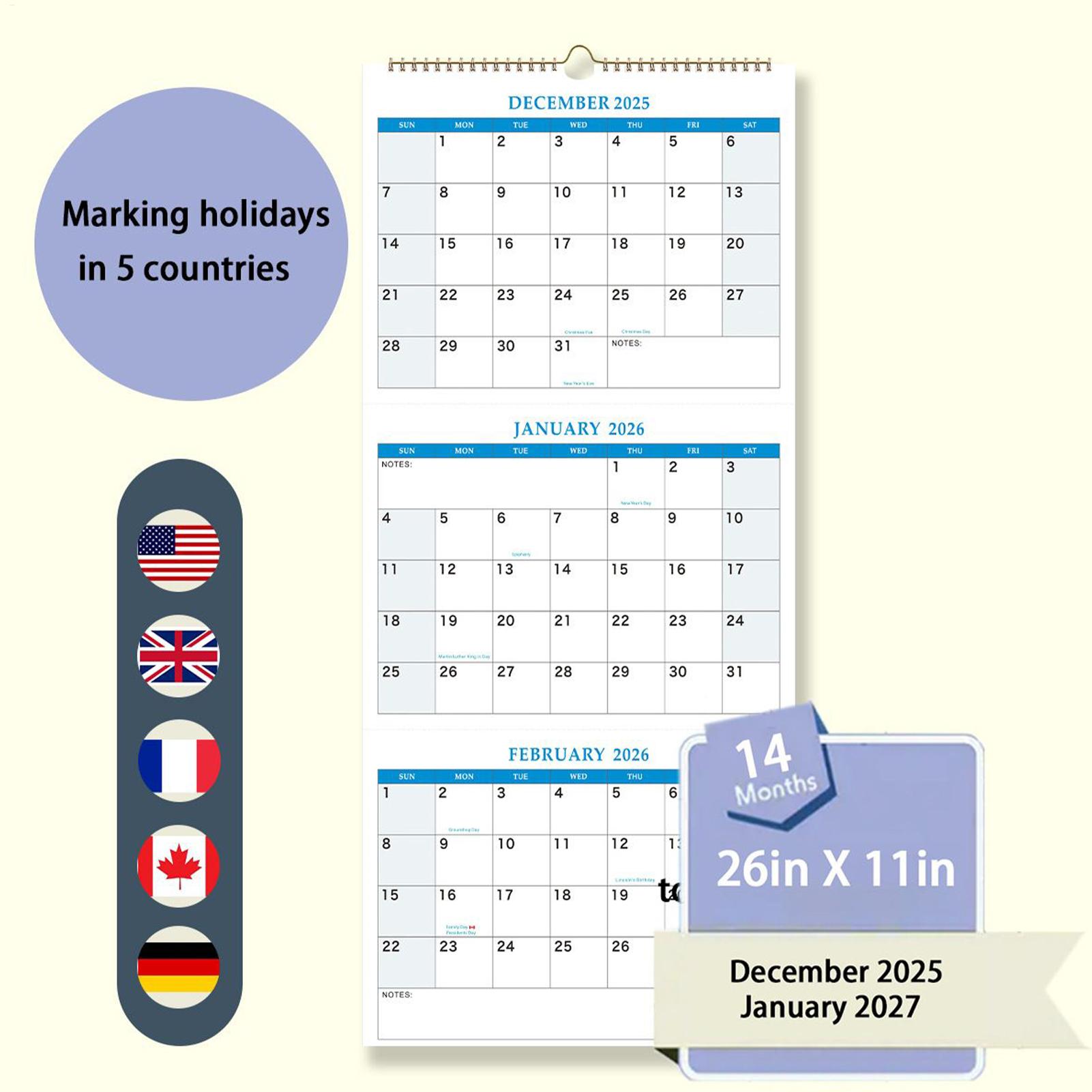 2026 Large Wall Calendar 3 Mon - Planned Parenthood 评论和价格